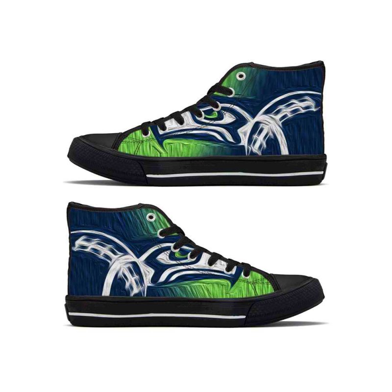 Men's Seattle Seahawks High Top Canvas Sneakers 002