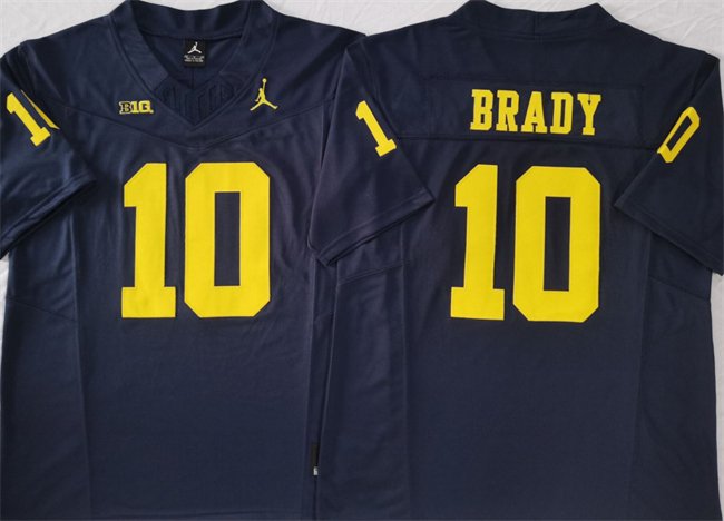 Men's Michigan Wolverines #10 Tom Brady Navy F.U.S.E Stitched Jersey