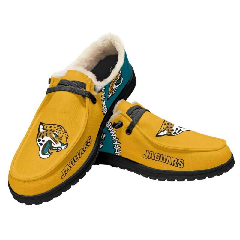 Women's Jacksonville Jaguars Loafers Lace Up Fuzzy Lined Shoes 001 (Pls check description for details)