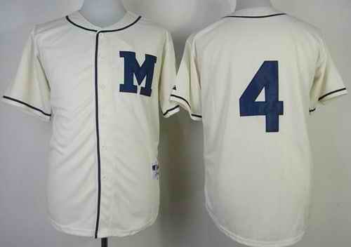 Brewers #4 Paul Molitor Cream 1913 Turn Back The Clock Stitched MLB Jersey