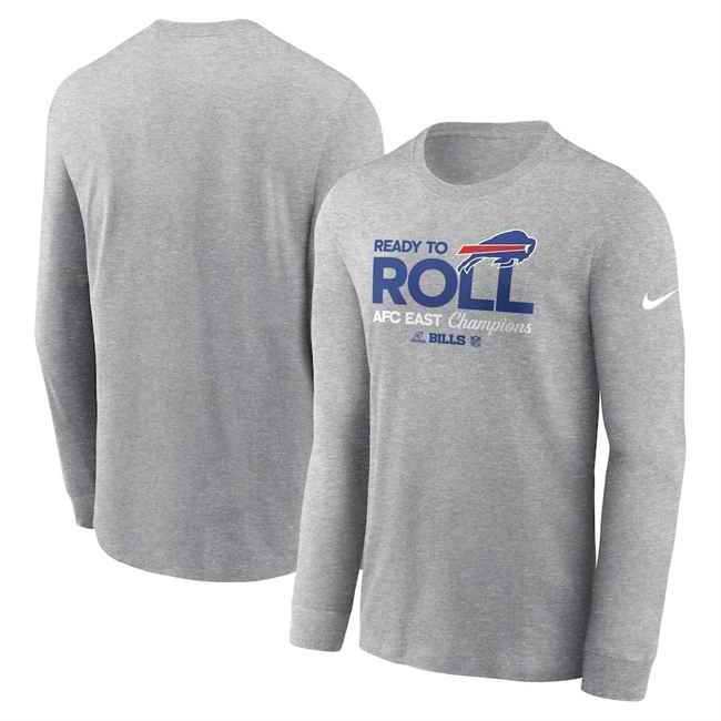 Men's Buffalo Bills Heather Gray 2024 AFC East Division Champions Locker Room Trophy Collection Long Sleeve T-Shirt