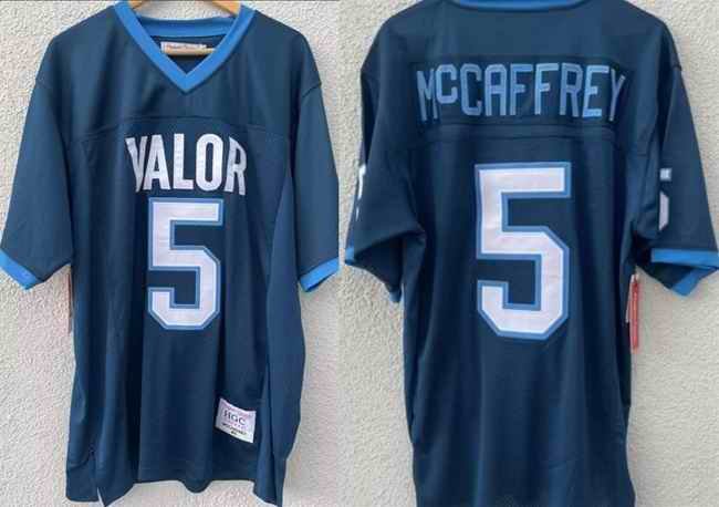 Men's Valor Academy High School #5 Christian Mccaffrey Navy Stitched Football Jersey