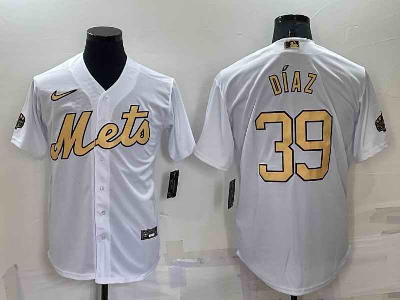 Men's New York Mets #39 Edwin D'az 2022 All-Star White Cool Base Stitched Baseball Jersey