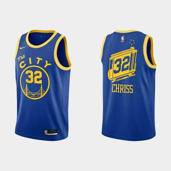 Men's Golden State Warriors #32 Marquese Chriss 2020-2021 Blue Dri-FIT Hardwood Classic Stitched NBA Jersey