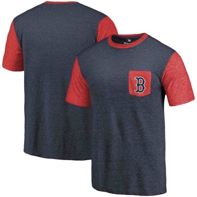 Men's Boston Red Sox Fanatics Branded Navy-Red Refresh Pocket T-Shirt