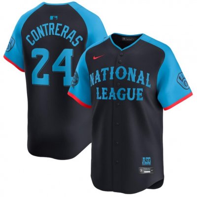 Men's National League #24 William Contreras Navy 2024 All-Star Limited Stitched Baseball Jersey