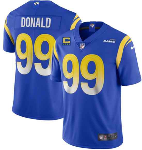 Men's Los Angeles Rams #99 Aaron Donald 2022 Royal With 4-star C Patch Vapor Untouchable Limited Stitched Jersey