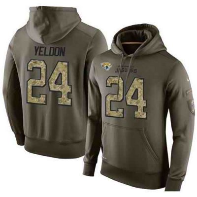 NFL Men's Nike Jacksonville Jaguars #24 T.J. Yeldon Stitched Green Olive Salute To Service KO Performance Hoodie