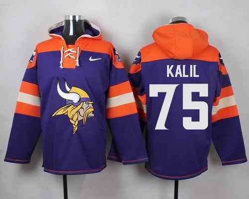 Nike Vikings #75 Matt Kalil Purple Player Pullover NFL Hoodie