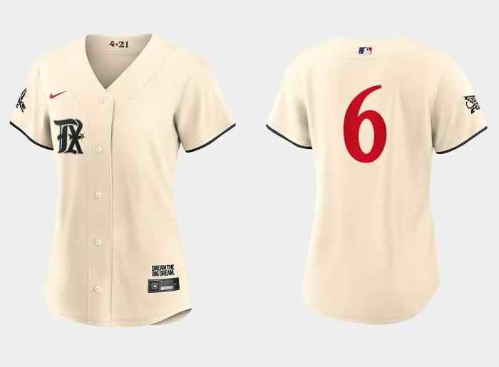 Women's Texas Rangers #6 Josh Jung Cream 2023 City Connect Stitched Baseball Jersey(Run Small)