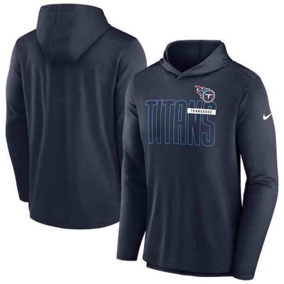 Men's Tennessee Titans Navy Lightweight Performance Hooded Long Sleeve T-Shirt