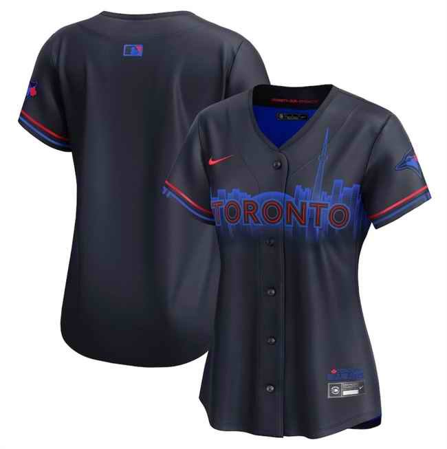 Women's Toronto Blue Jays Blank Navy 2024 City Connect Limited Stitched Baseball Jersey(Run Small)