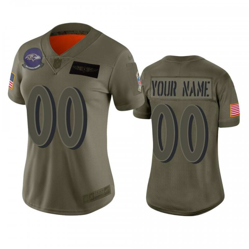 Women's Baltimore Ravens Customized 2019 Camo Salute To Service NFL Stitched Limited Jersey(Run Small'