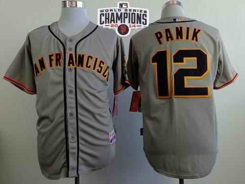 Giants #12 Joe Panik Grey Road Cool Base W/2014 World Series Champions Stitched MLB Jersey