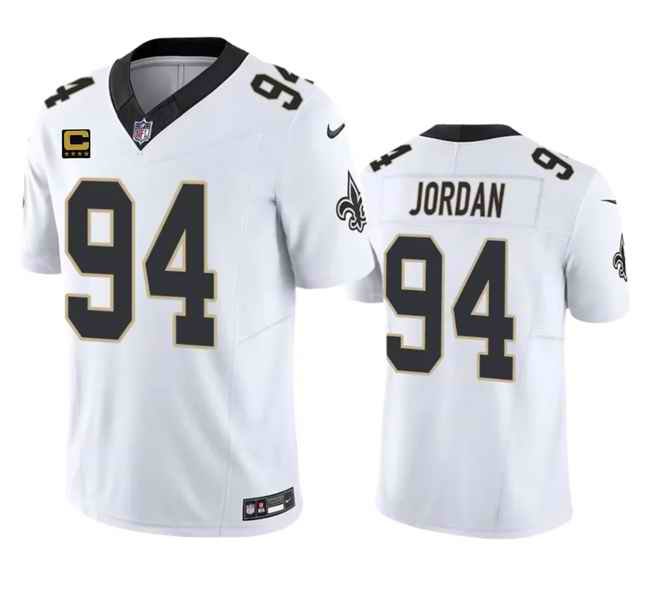 Men's New Orleans Saints #94 Cameron Jordan White 2023 F.U.S.E. With 4-Star C Patch Vapor Untouchable Limited Stitched Jersey