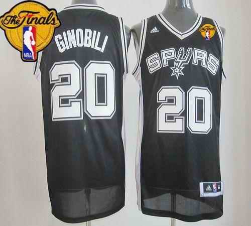 Revolution 30 Spurs #20 Manu Ginobili Black Finals Patch Stitched NBA Jersey