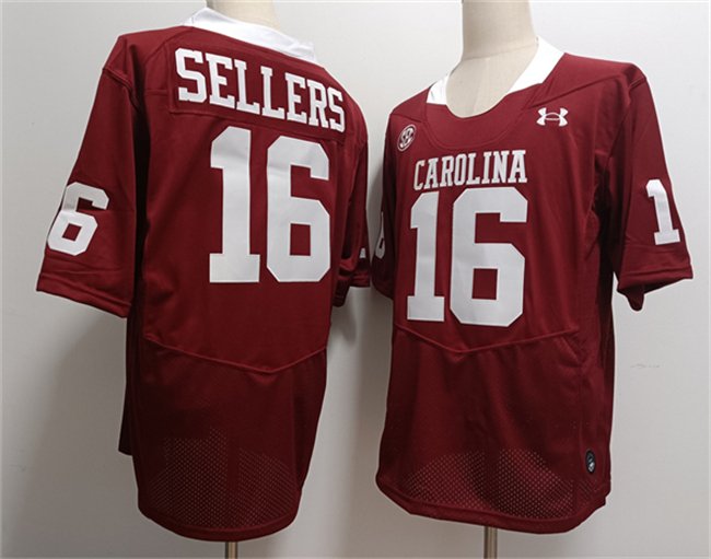 Men's South Carolina Fighting Gamecocks #16 LaNorris Sellers Garnet Stitched Jersey