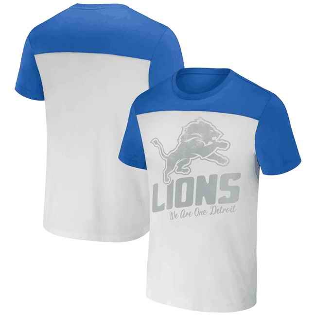 Men's Detroit Lions Cream/Blue x Darius Rucker Collection Colorblocked T-Shirt