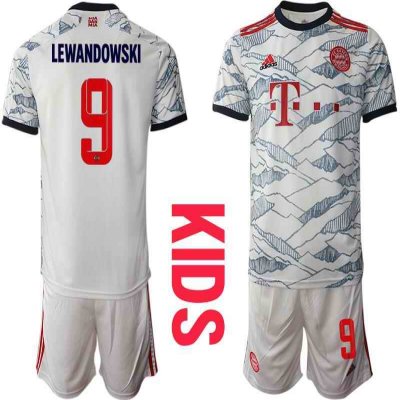 Youth FC Bayern M'nchen #9 Robert Lewandowski White Soccer Jersey Suit