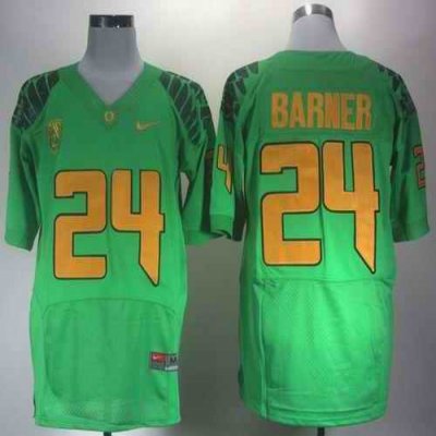 Ducks #24 Kenjon Barner Green Elite PAC-12 Patch Stitched NCAA Jersey