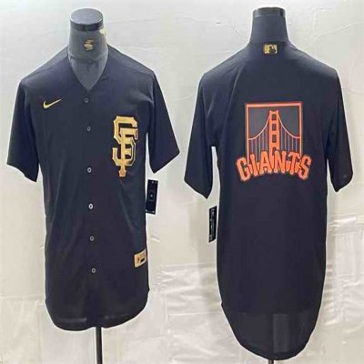 Men's San Francisco Giants Black Team Big Logo Cool Base Stitched Baseball Jersey