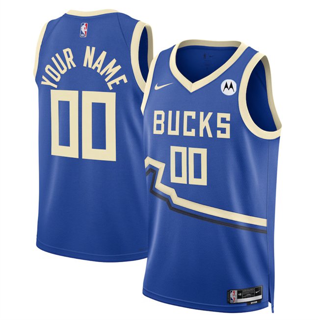 Men's Milwaukee Bucks Active Player Custom Royal 2024/25 City Edition Stitched Basketball Jersey