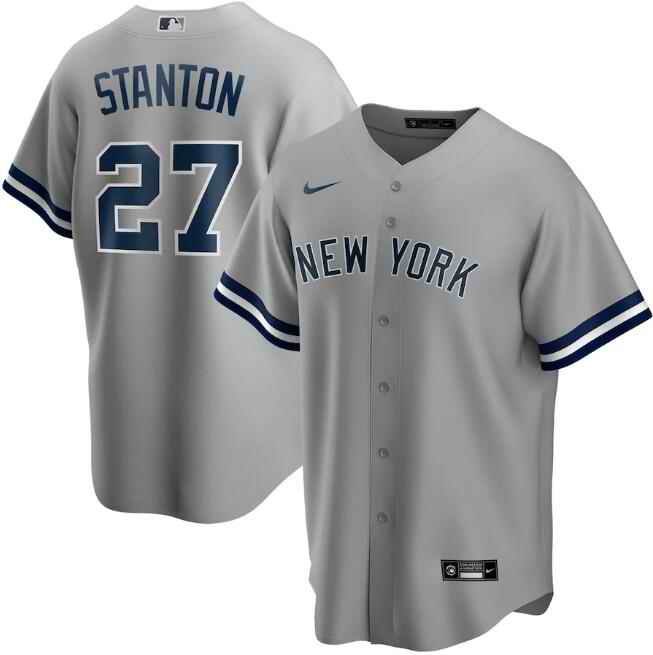 Men's New York Yankees #27 Giancarlo Stanton Grey Cool Base Stitched Jersey