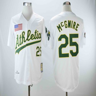 Men's Oakland Athletics #25 Mark McGwire White 1989 Throwback Stitched MLB Jersey