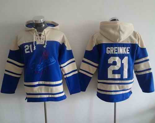 Dodgers #21 Zack Greinke Blue Sawyer Hooded Sweatshirt MLB Hoodie