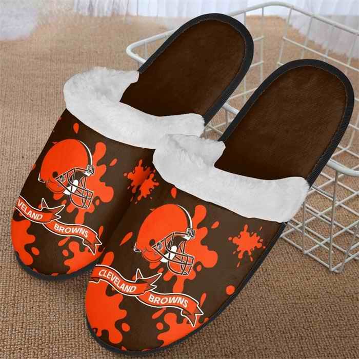 Men's Cleveland Browns Team Logo Staycation Slippers/Shoes(Pls check description for details) 002