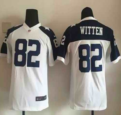 Nike Cowboys #82 Jason Witten White Thanksgiving Youth Throwback Stitched NFL Elite Jersey