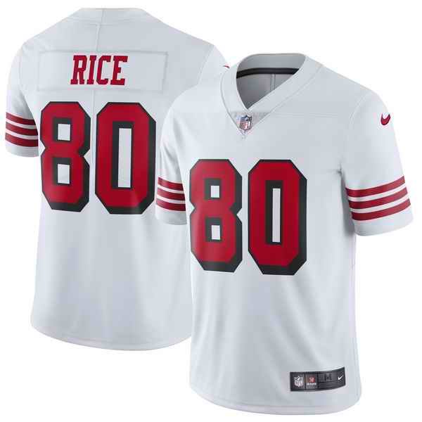 Youth NFL San Francisco 49ers #80 Jerry Rice White  Vapor Untouchable Limited Stitched Jersey