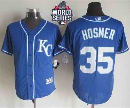 Royals #35 Eric Hosmer Blue Alternate 2 New Cool Base W/2015 World Series Patch Stitched MLB Jersey