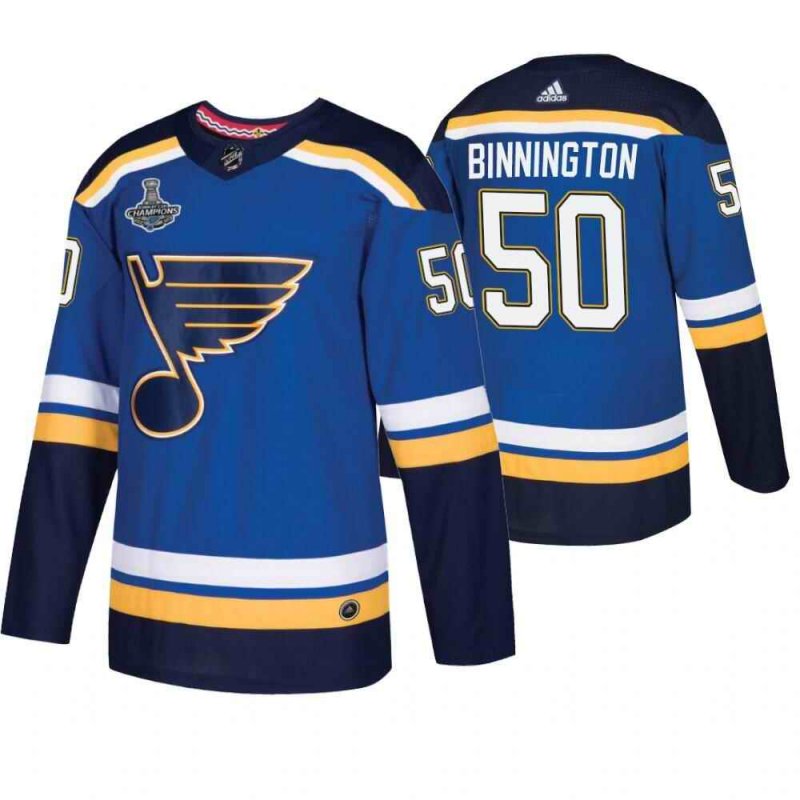 Men's St. Louis Blues #50 Jordan Binnington Blue Fashion 2019 Stanley Cup Champions Stitched NHL Jersey