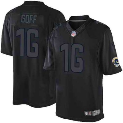 Nike Rams #16 Jared Goff Black Men's Stitched NFL Impact Limited Jersey