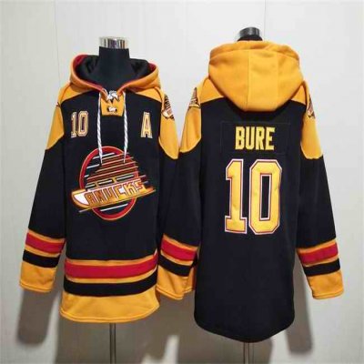 Men's Vancouver Canucks #10 Pavel Bure Black Ageless Must-Have Lace-Up Pullover Hoodie