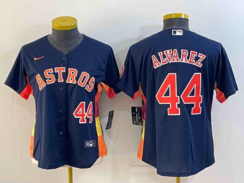 Women's Houston Astros #44 Yordan Alvarez Navy With Patch Cool Base Stitched Baseball Jersey(Run Small)