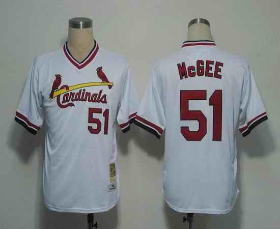 Mitchell And Ness Cardinals #51 Willie McGee White Throwback Stitched MLB Jersey