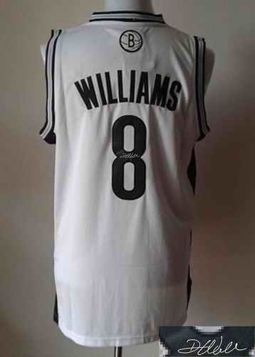 Revolution 30 Autographed Nets #8 Deron Williams White Stitched NBA Jersey