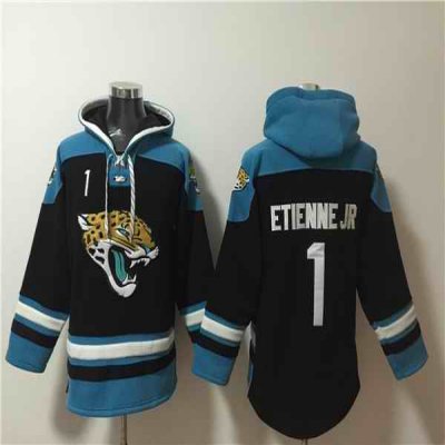 Men's Jacksonville Jaguars #1 Travis Etienne Jr. Black Ageless Must-Have Lace-Up Pullover Hoodie