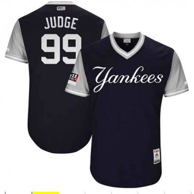 Men's New York Yankees Aaron Judge All Rise Majestic Navy/Gray 2017 Little League World Series Players Weekend Classic Jersey