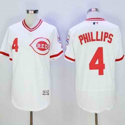 Reds #4 Brandon Phillips White Flexbase Authentic Collection Cooperstown Stitched MLB Jersey