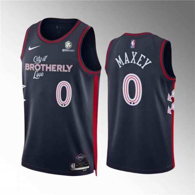 Men's Philadelphia 76ers #0 Tyrese Maxey Navy 2023/24 City Edition Stitched Jersey