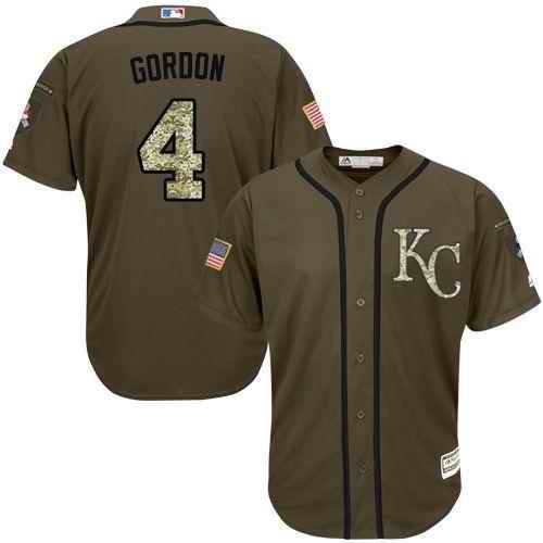 Royals #4 Alex Gordon Green Salute to Service Stitched Youth MLB Jersey