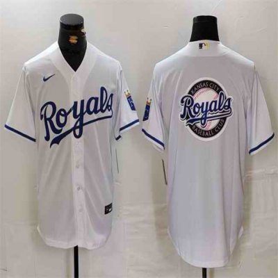 Men's Kansas City Royals White Team Big Logo Cool Base Stitched Jersey