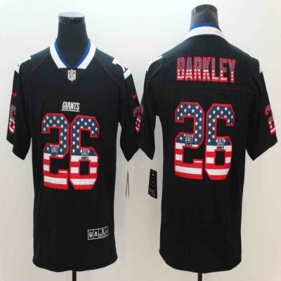 Men's New York Giants #26 Saquon Barkley Black 2018 USA Flag Color Rush Limited Fashion NFL Stitched Jersey