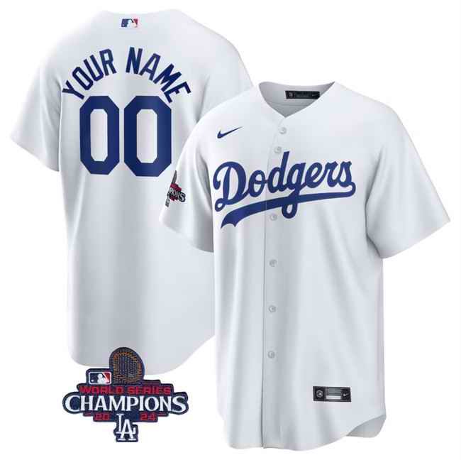 Men's Los Angeles Dodgers Active Player Custom White 2024 World Series Cool Base Stitched Baseball Jersey