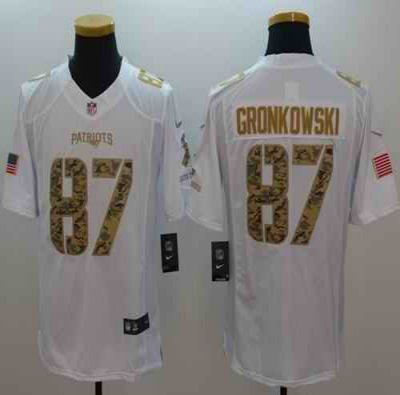 Nike Patriots #87 Rob Gronkowski White Men's Stitched NFL Limited Salute to Service Jersey