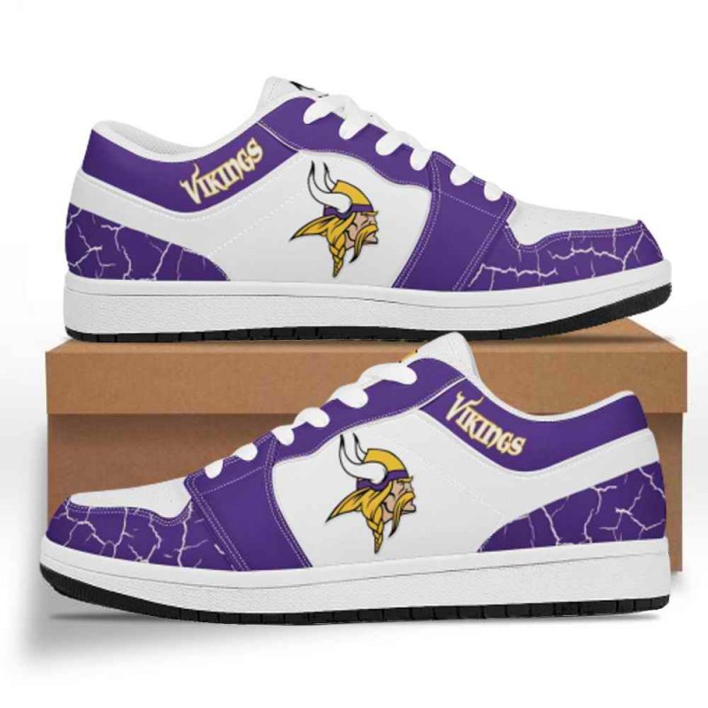 Men's Minnesota Vikings Low Top Leather AJ1 Sneakers 001