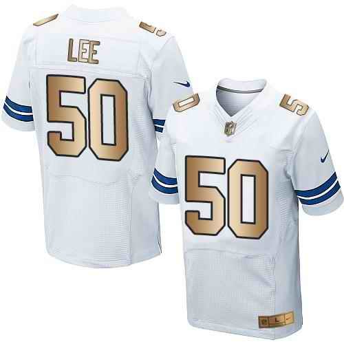 Nike Cowboys #50 Sean Lee White Men's Stitched NFL Elite Gold Jersey